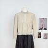 Womens Linen French Lace Shirt Cold Style Relaxed Fit Convertible Top Solid Color Long Sleeve Round Neck Office