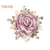 Women Brooch 3D Rose Leaf Faux Pearl Rhinestone Lapel Collar Pin Bag Scarf Hat Decoration Brooch Prom Party Jewelry