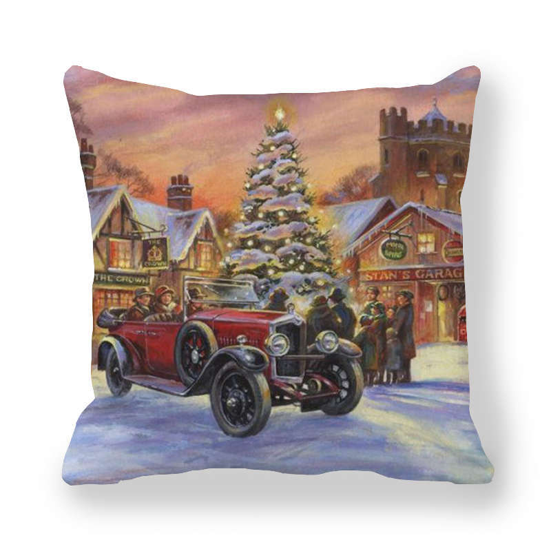 Kissenbezug mit Aufdruck „New Year's Saint Merry Christmas“, Dekoration für Zuhause, Wohnzimmer, Sofa, Dekoration, 45 x 45 cm