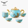 Yongfengyuan Madam Porcelain West Lake Blue 8-Piece Tea Set