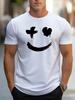 Herren Sommer 100% Reine Baumwolle Modisches Lässiges Sportliches Lockeres Trend Lächeln Grafikdruck Rundhals Kurzärmliges T-Shirt Top