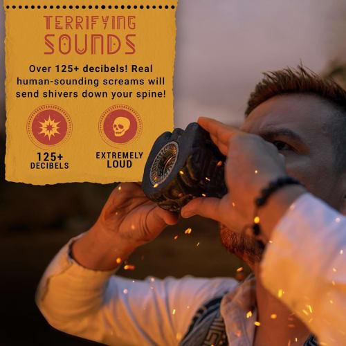 Death Whistle, Aztec Death Whistle, Gothic Sound Maker, Over 125 Decibels of Realistic Human Scream, with Storage Bag, Resin Material, Suitable for Co