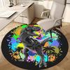 1pc Home Office Outdoor Round Carpet Gift Dinosaur Colorful Splash Art Design Rug Mat Non-Slip Area Rug for Living RoomRC2725