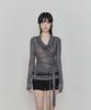 PAINORPLEASURE Lily Cowl Ribbon Top Charcoal
