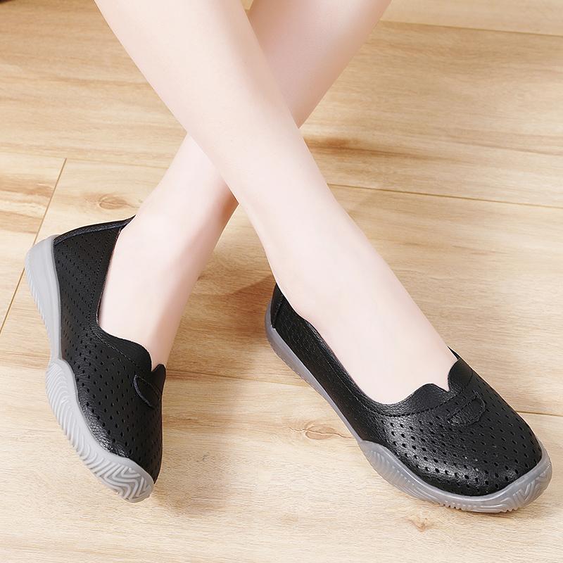 Fashion Women'S Summer New Mesh Sole Soft Mouth Lazy Casual Shoes Breathable Mesh Fabric Mom Soft Sole Shoes Flat Bottom