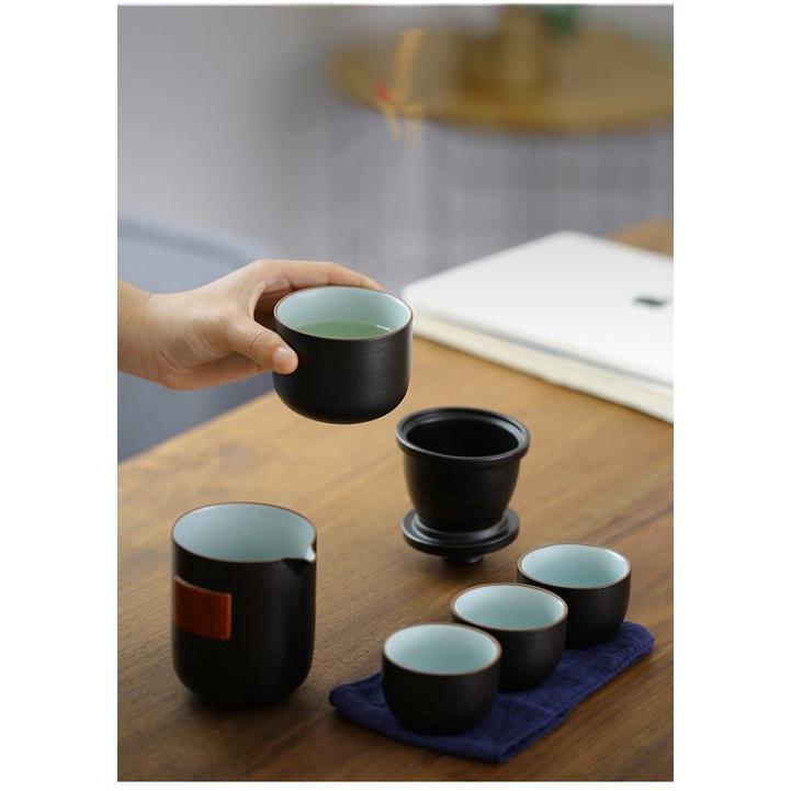 Portable Kung Fu Tea Set Ceramic Quick Tea Cup One Pot Four Cups