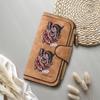 Gothic Boar Print Long Wallet Forever Leather Card Holder Fashionable Daily Cash Purse For Cool Style Users
