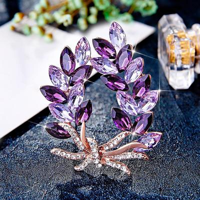 Elegante Bauhinia-Brosche: Hochwertiger Weizenohrstecker mit Diamanten für Damen, perfektes Anzug-Accessoire