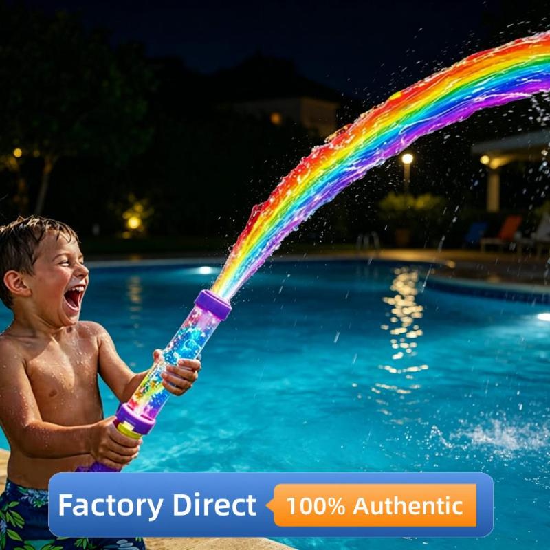 LED Light Up Water Blaster Glowing Rainbow Effect Long Range Water Gun Summer Pool Beach Water Fight Toy for Family Fun