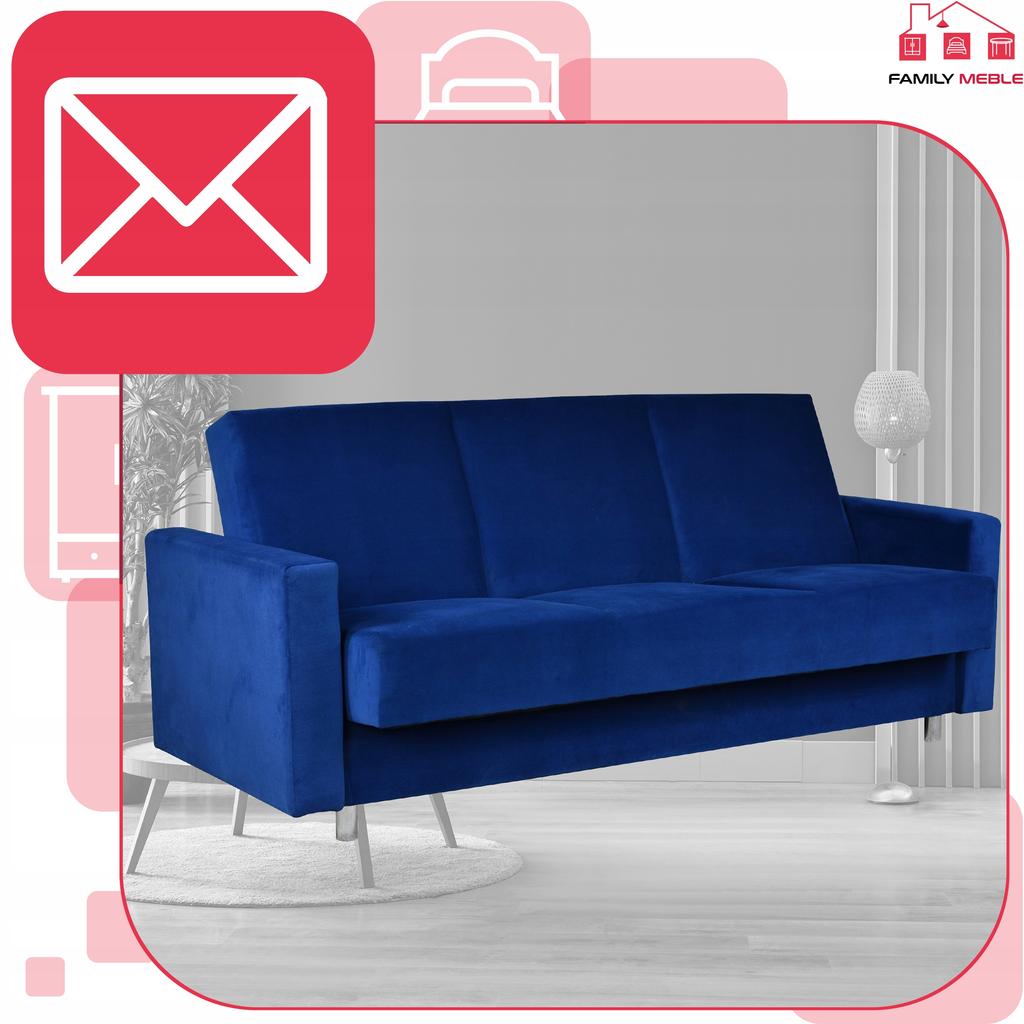 Kanapa sofa Alicja rozkładana wersalka spania bonell łóżko Family meble granatowa