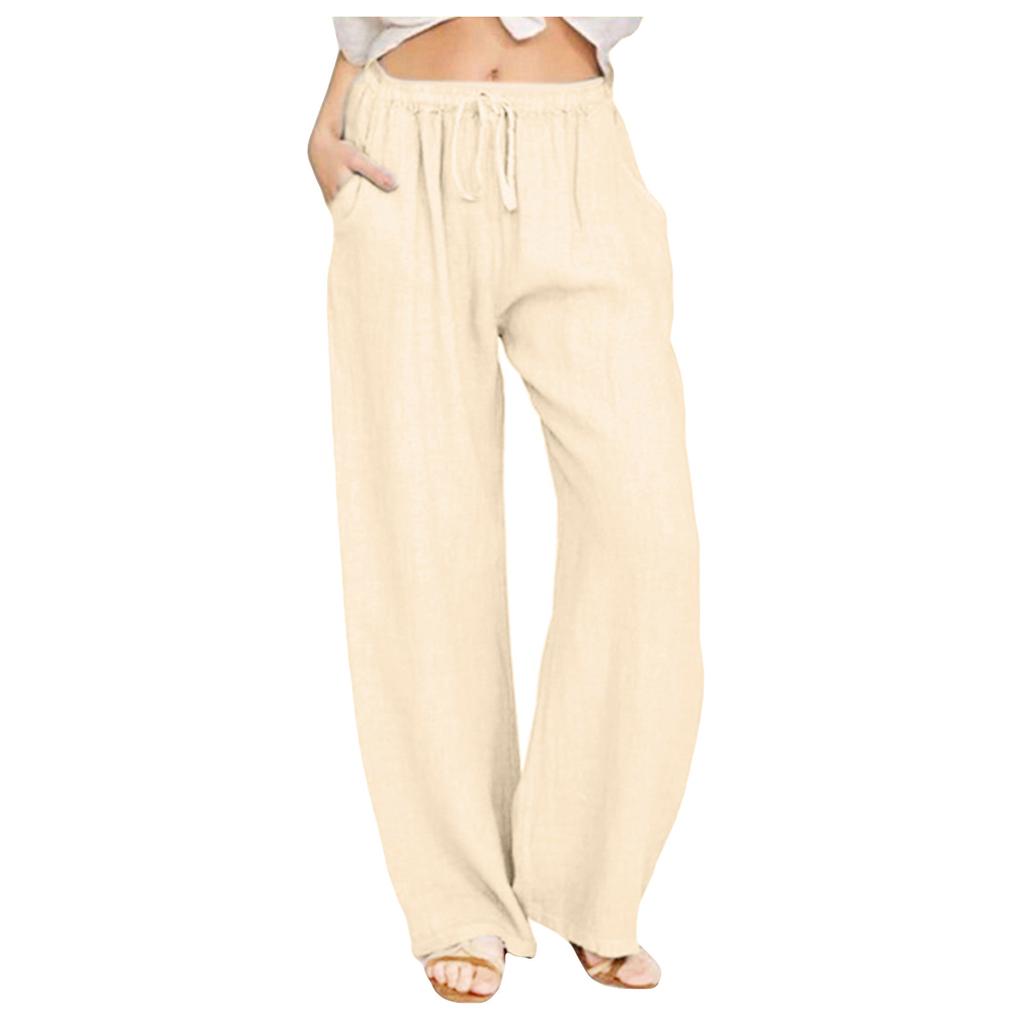 wide leg drawstring linen pants