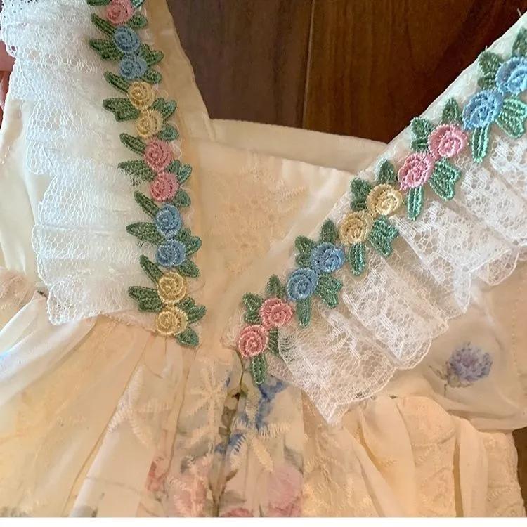 Girls' Summer Dress: French Floral Print Tank Top Princess Dress