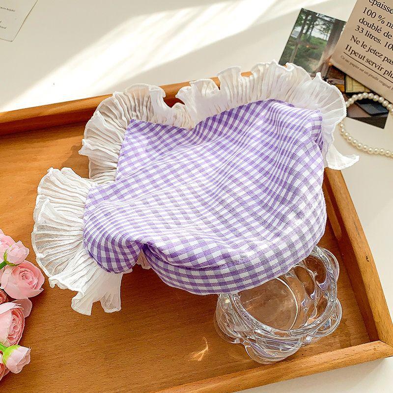 סרטי ראש מתוקים וצבעוניים עם תחרה ודוגמת משבצות לבנות, קליפסים לבובות, בנדנות משולשות, אביזרים לילדות, כיסויי ראש לילדים