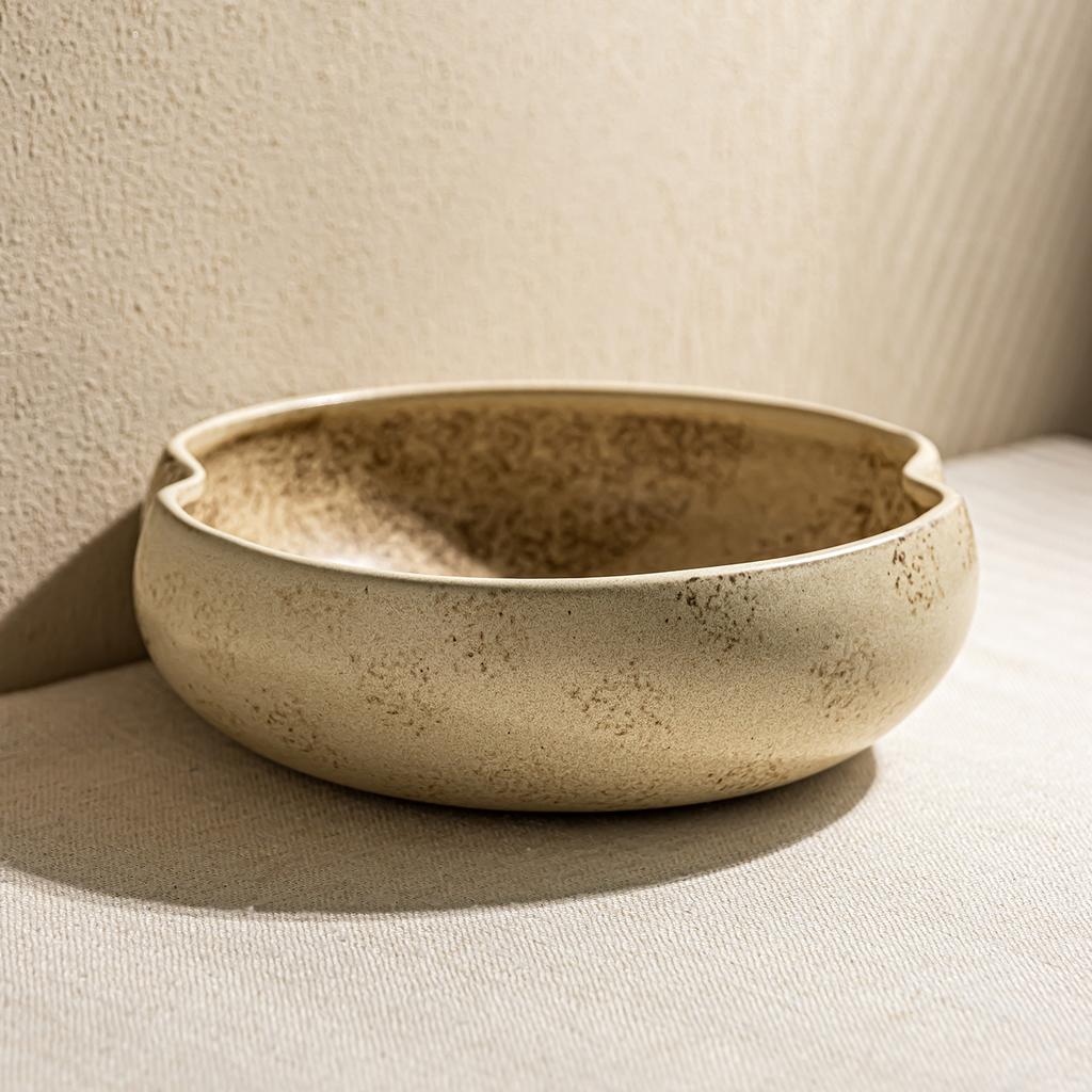 Retro Special-Shaped Creative Ceramic Bowl Tableware Household Irregular Noodle Bowl Vegetable Bowl Soup Bowl Dessert Bowl Salad Bowl