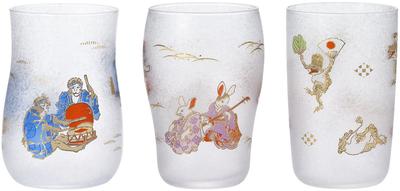 ADERIA Beer Glass Premium Nippon Taste Lucky Animals Craft Beer Glass Set Made In Japan Wooden Box Wedding Day Day Gift Present Birthday Women