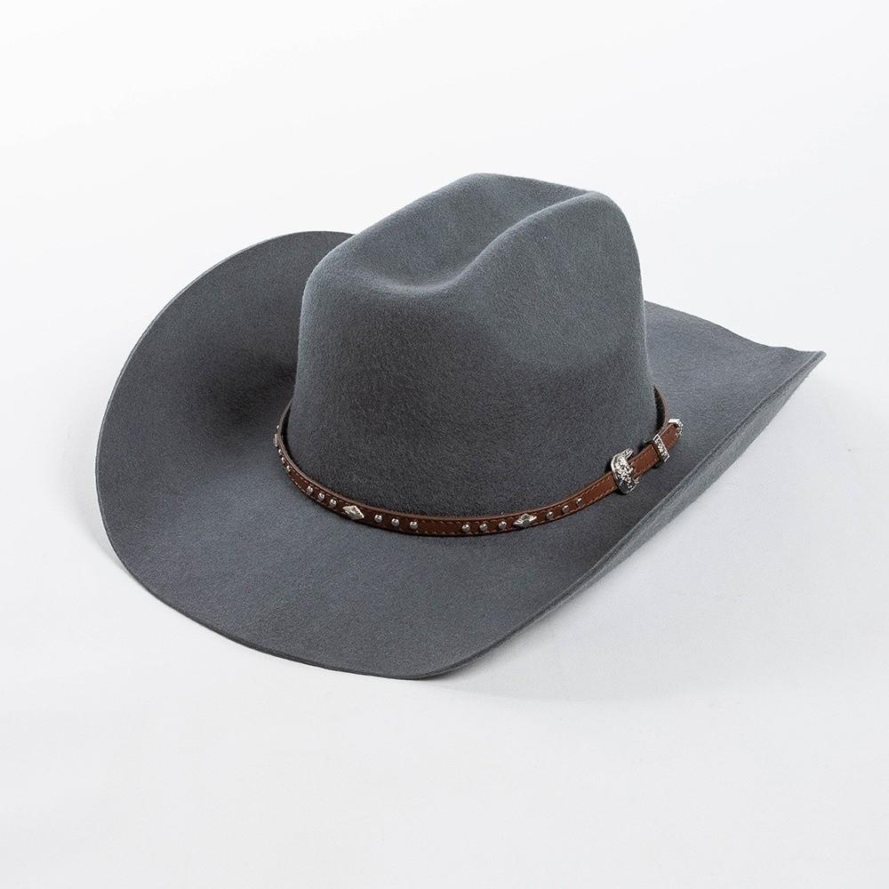 100% Wool Wool Cowboy Hat Wide Brim Studded Leather Band Wide Brim Fedora Hat Curling Brim Decorative Buckle Fashion Western Hat