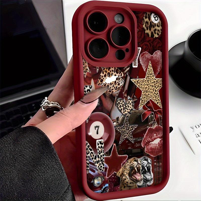 Retro Leopard Print Collage Pattern Phone Case Suitable for iPhone 17 16 15 14 13 12 11 Pro/Max/Plus Anti Drop and Shockproof