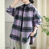 DIMANAF 2025 New Autumn Winter Plus Size Women Coats Jackets Loose Casual Outerwear Vintage Lady Plaid Cotton Thick Long Sleeve