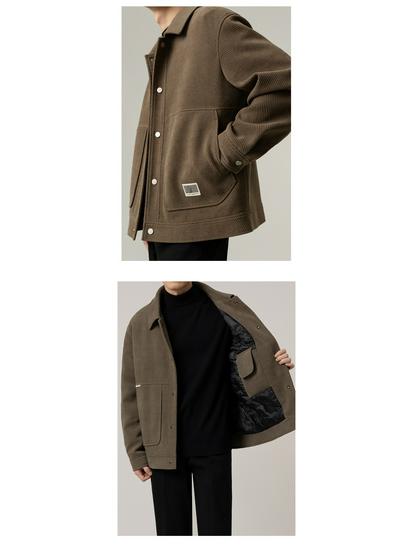 Herren Casual Revers Leichte Jacke – Verdickter Amerikanischer Stil für Frühling und Herbst