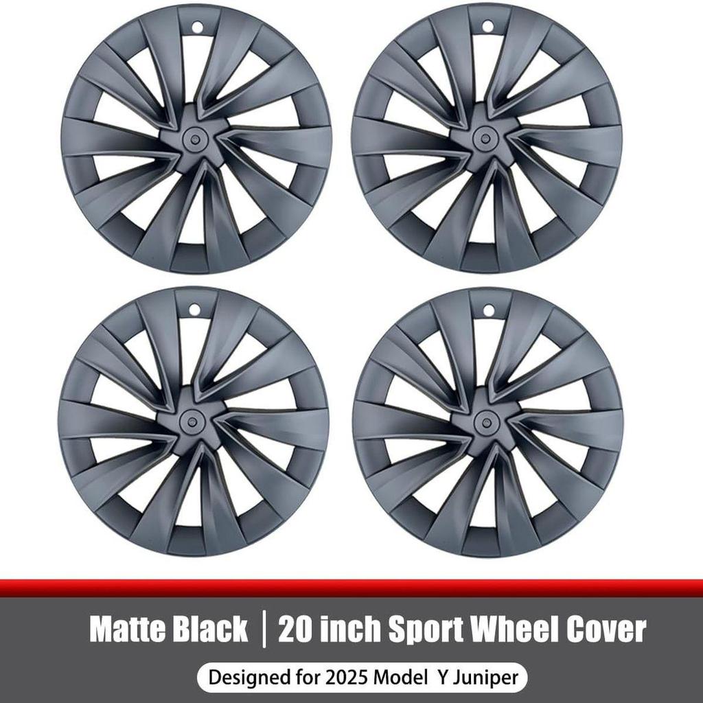 Black 20" Wheel Cover for 2025-2026 Tesla Model Y Refresh