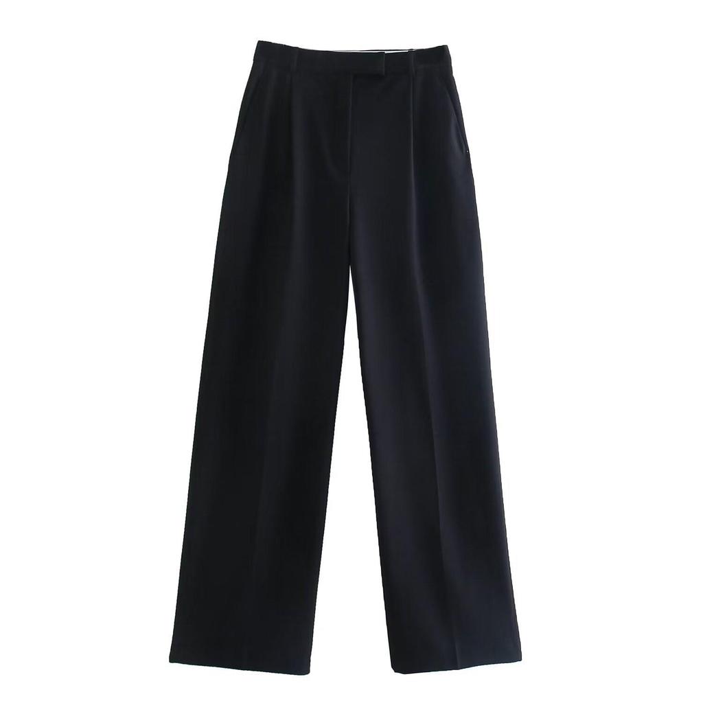 Pantaloni da Donna a Vita Alta Pieghettati a Gamba Larga per il Comfort Estivo e Vestibilità Larga