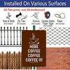 2D Flat, Vintage HERE COFFEE!! Metal Wall Decor, Aluminium Coffee Sign, Retro Cafe, Home, Office, for Man Cave Decoration - Indoor/Outdoor Use - No