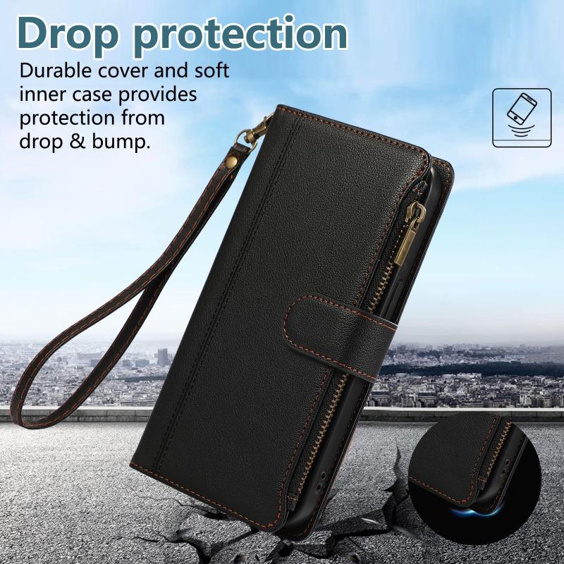 Crossbody Wrist Strap Wallet with Card Holder Phone Case for  14 Redmi Note 13 12 12T 13T Pro Plus 13C Lite Leather Cover