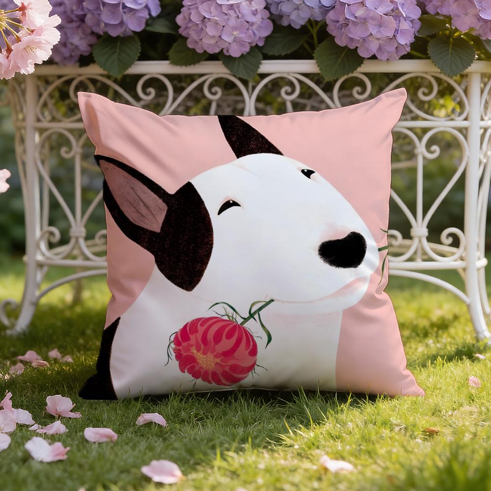 Cartoon Bull Terrier Series Cushion Cover Home & Car Dual-Scene Pillow Cover: Reversible for Premium Comfort