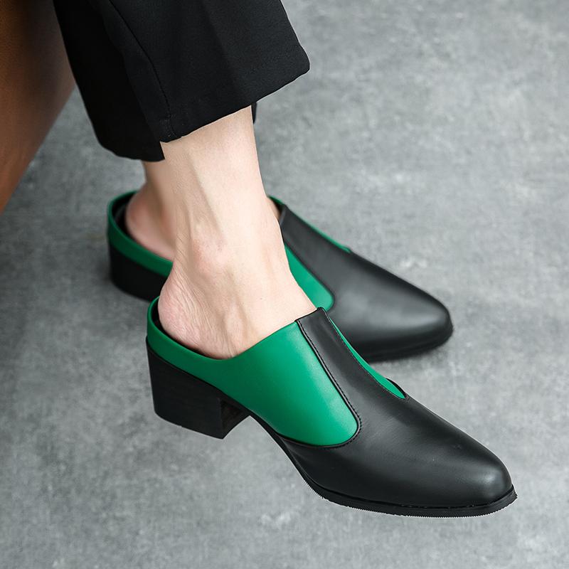 Fashion Men Half Dragged Leather Shoes British One Step Casual Comfortable Fashion Leather Shoes Men Business Brand Shoes Size 38-46