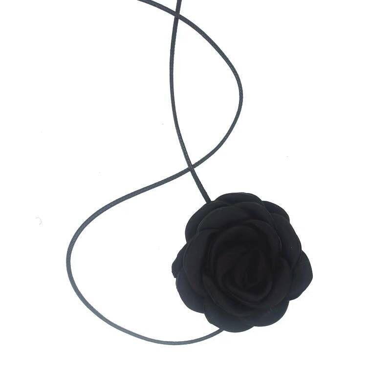 Black Rose Camellia Choker Necklace for Women