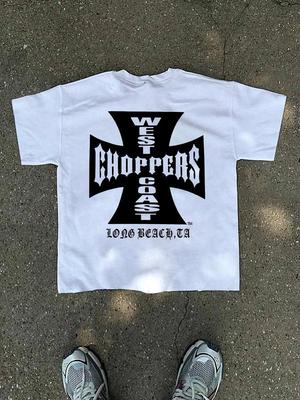 Unisex's Letter & Cross Print Round Neck T-Shirt