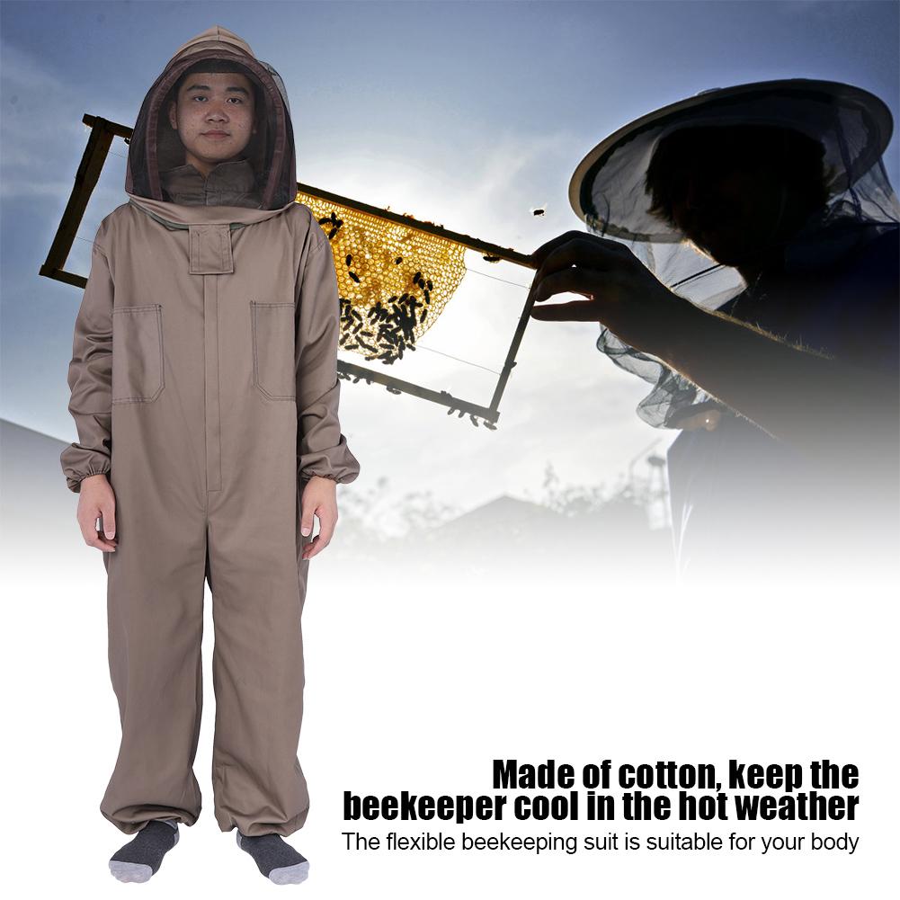 

Cotton Zippered Protective Beekeeping Suit with Hooded Veil Beekeeper Clothing XL