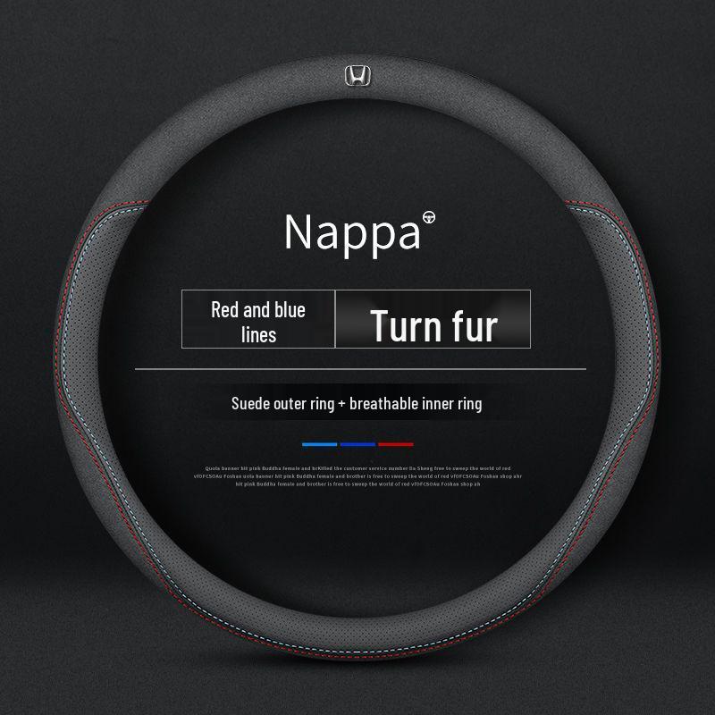 Compatible Leather Steering Wheel Cover for Honda Civic Generations 8-11, No Sewing Required, Slim Design.