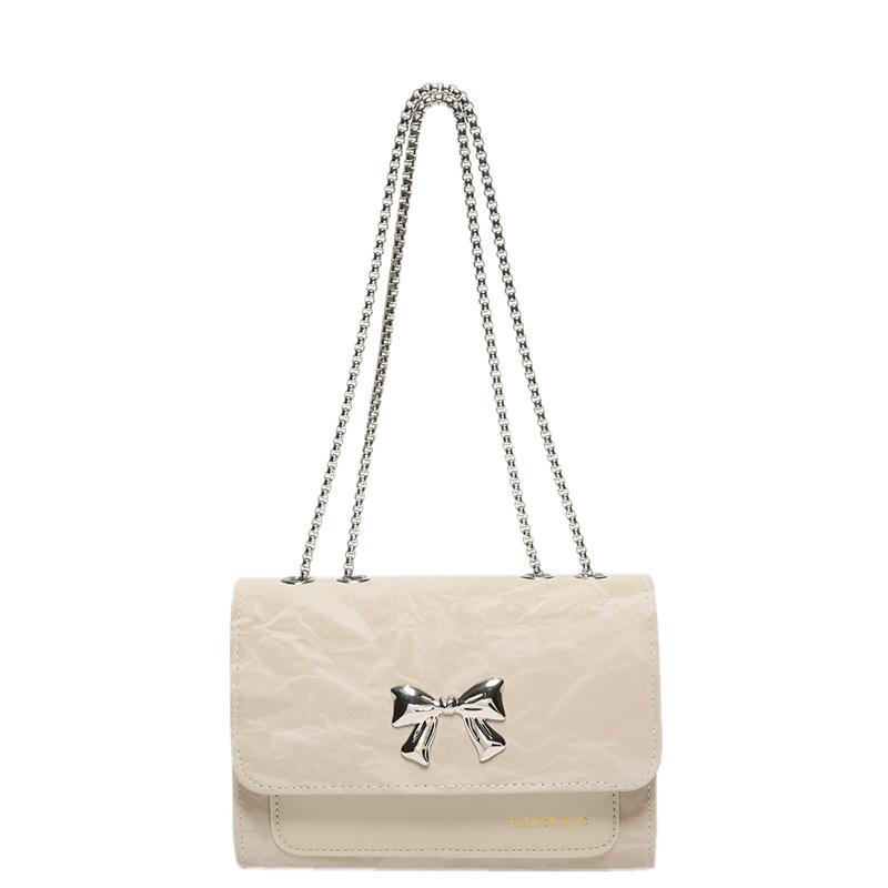 Elegant Fashion Bag Women's Autumn Fashion Chain Shoulder Messenger Bag Versatile Bow Small Square Bag