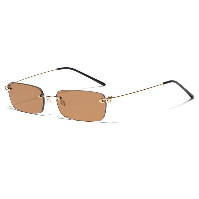 Okulary Bezramkowe Jasny Kolor Kwadratowe Małe Oprawki Okulary Przeciwsłoneczne Męskie Metalowe Nóżki Kolorowe Soczewki Okulary Przeciwsłoneczne Damskie Ins