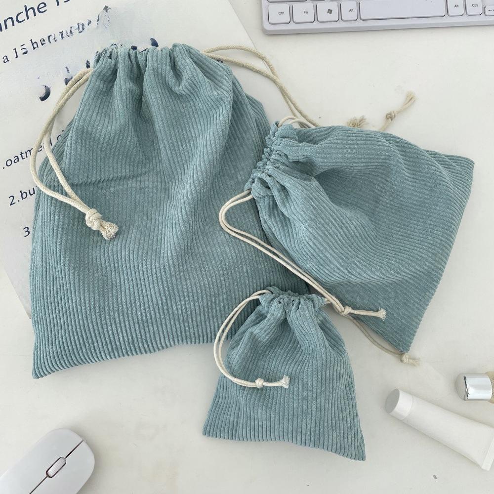 Solid Color Corduroy Drawstring Cosmetic Bags Christmas Gift Package Storage Bag Travel Cosmetic Lipstick Makeup Organizer Pouch 14x16cm
