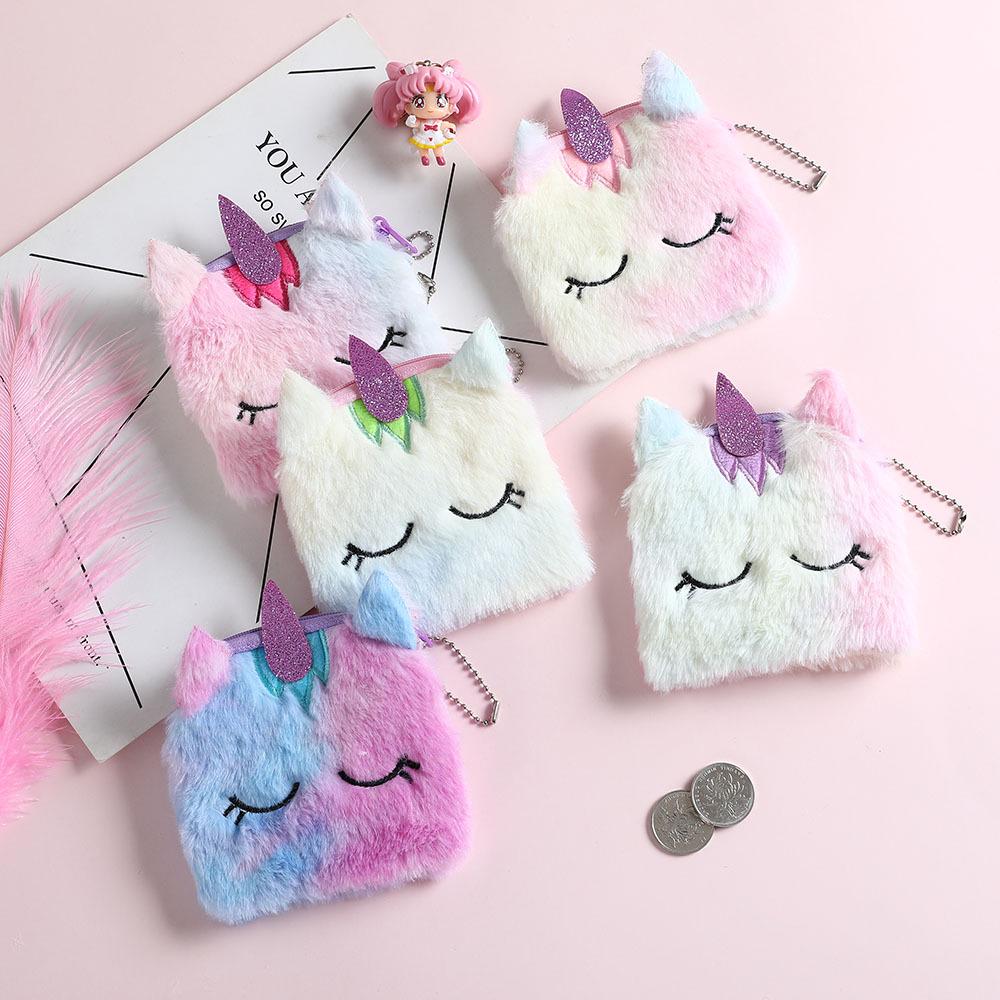 Unicorn Plush Zero Wallet Square Cartoon Children's Toy Small Wallet Girl Change Coin Bag