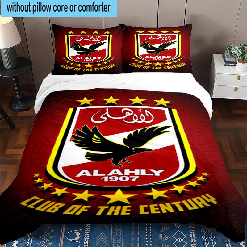 3pcs Al Ahly FC Printed Bedding Set Duvet Cover Closure Includes 1 Duvet Cover & 2 Pillowcases Bedding Sets Home Decor Gifts