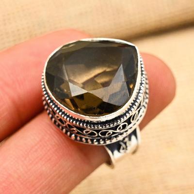 Wonderful Smoky Topaz Gemstone Handmade Solid 925 Sterling Silver Ring Jewelry