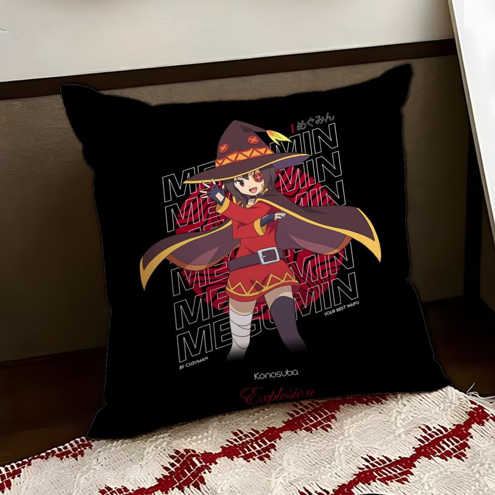 Cute MMegumin Cushion Cover Reversible Soft Durable Pillow Cover Home Car MultiScene Use for Daily Comfort