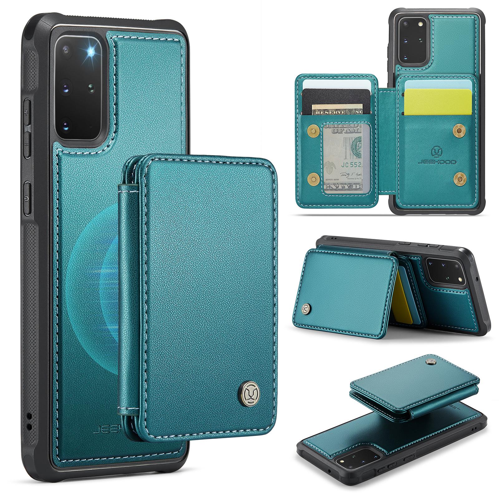 

For Samsung Galaxy S20 Plus 5G/4G Case Leather Mobile Cover with Detachable Magnetic Card Bag Cyan