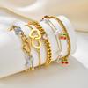 Vnox Charm Chain Bracelets For Women Statement Jewelry Gifts To Lovers Stainless Steel 18K Gold Plated Metal Bracelet