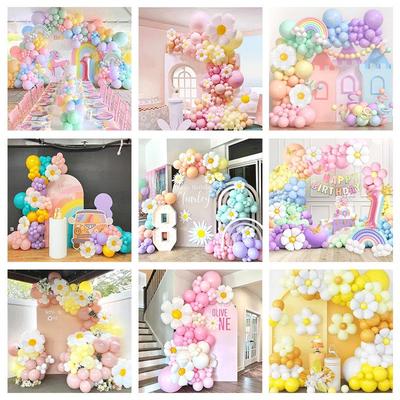 Daisy Macaron Balloon Arch Set for Children's Birthday Party Decorations