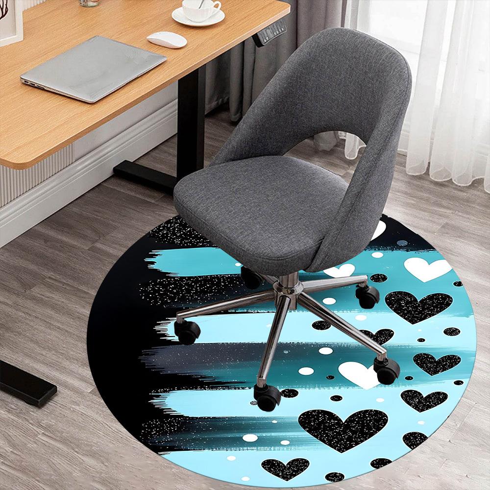 

1pc Heart Love Round Chair mat office Area Rug - Non-Slip, Floor Mat for Office, Bedroom, and Indoor Decor p127139 80cm by 80cm