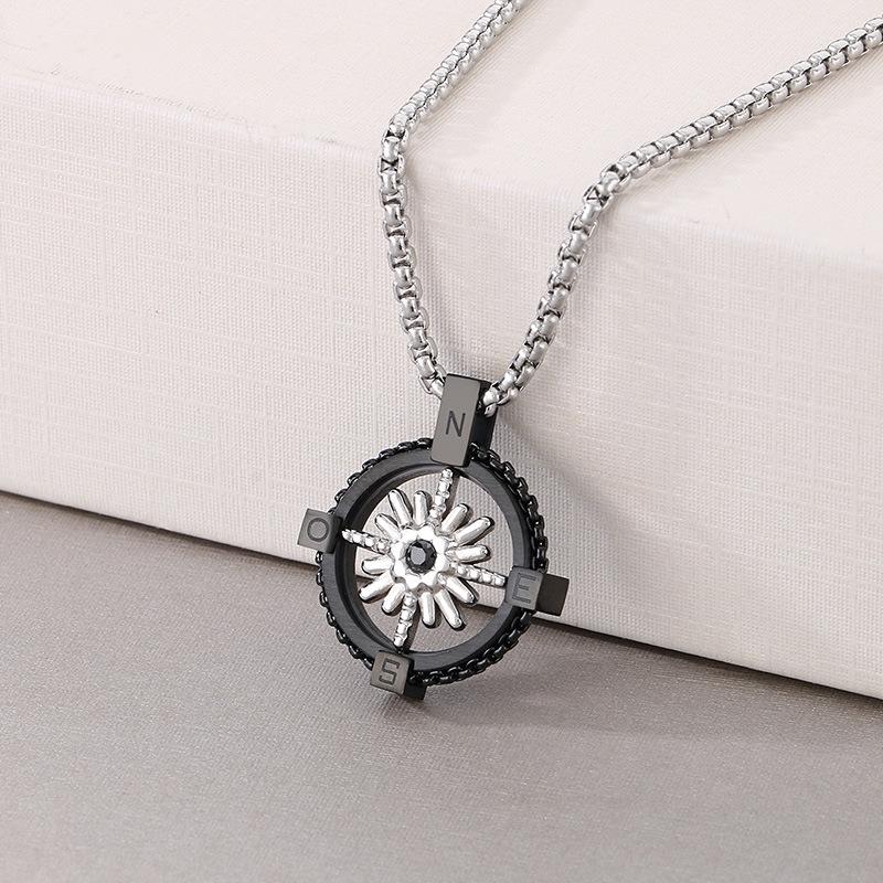2025 Schmuck Hexagramm Stern Halskette Herrenmode Einfacher Runder Kompass Anhänger Schmuck