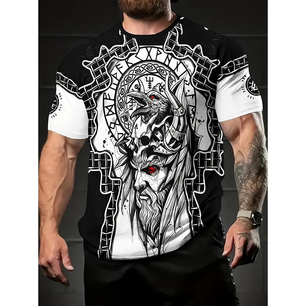 Egyptian Religious Style 3D Anubis Printed Men's Short-sleeved Shirt Outdoor Sports Men's Fitness T-shirt Street Fashion T-shirt