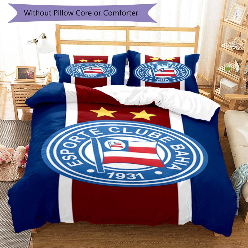 Bahia Fc Crest Emblem Printed Pattern Duvet Cover Set – Includes 1 Duvet Cover and 2 Matching Pillowcases Bedroom Decor Christmas Gifts