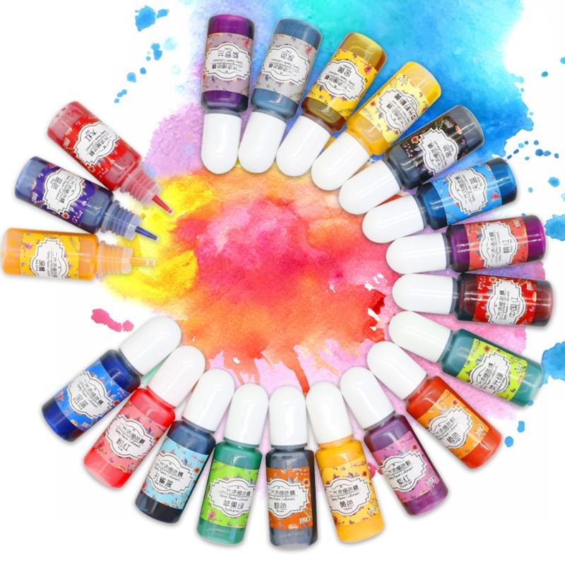 24-farbige Epoxidharz-Pigment-Kits Harz-Farbstoff Farbmittel Flüssig je 10 ml für Schmuckherstellung Kunsthandwerk und DIY-Projekte