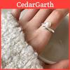 Elegante Anillo Geométrico Abierto Ajustable de Concha de Perla para Mujer Estilo de Moda