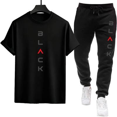 Herredragt Træningsdragt T-shirt Bukser Urban Afslappet Sportsoutfit Mandlig Forår Sommer Hjem Udendørs Komfort T-shirts Sæt
